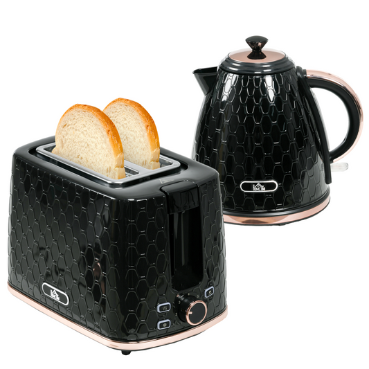 Stylish Black Kettle & Toaster Set - Rapid Boil & Perfectly Toasted!