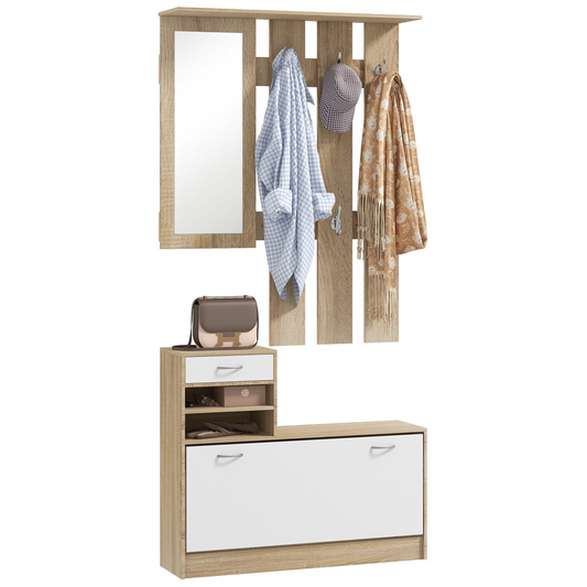 Transform Your Entryway: 3-in-1 Hallway Organizer with Shoe Cabinet & Mirror