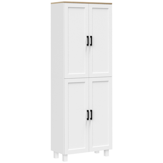 Stylish Tall Storage Cabinet: 4 Adjustable Shelves, Space-Saving Design