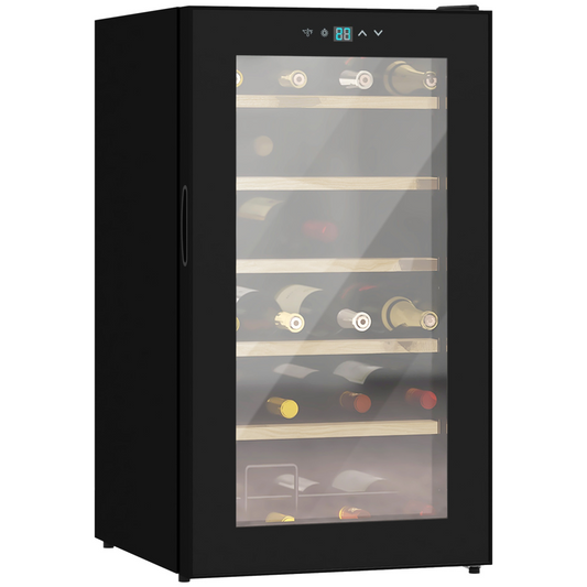 24-Bottle Wine Cooler with Glass Door & Digital Touch Control – Perfect Chill!