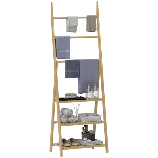 Stylish Bamboo 3-Tier Bathroom Shelf with Towel Bars for Organized Elegance