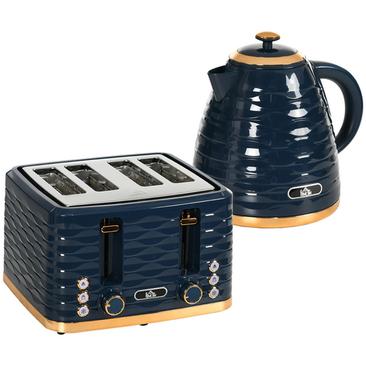 Chic Kettle & Toaster Set: 1.7L Rapid Boil & 4-Slice Marvel in Blue