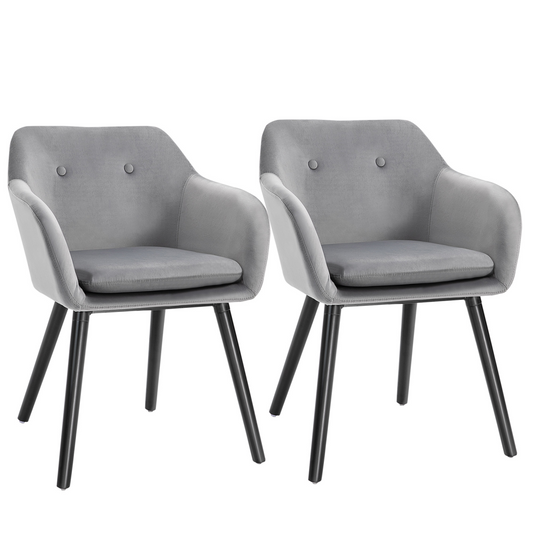 Elegant Grey Upholstered Bucket Seat Armchairs - Set of 2 for Stylish Dining