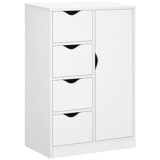 Ultimate Modern White Storage Cabinet: 4 Drawers & 1 Shelf for Clutter-Free Living