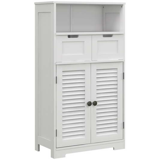 kleankin Compact Bathroom Storage Cabinet with Stylish Louvred Doors