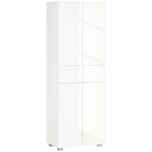 Elegant Freestanding 4-Door Kitchen Storage Cabinet with Adjustable Shelves