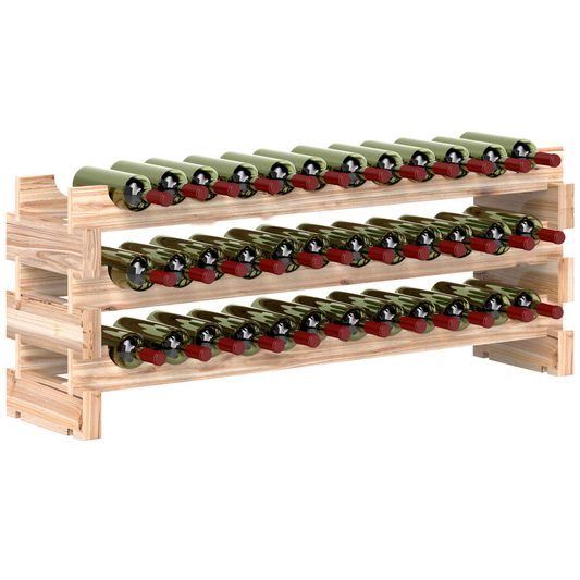 Elegant 36-Bottle Fir Wood Wine Rack - Stylish Storage for Wine Lovers