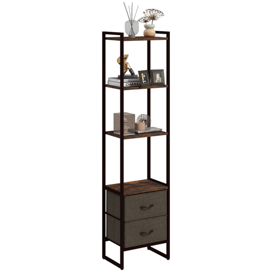 4-Tier Bookshelf with 2 Drawers – Stylish Storage for Home & Office