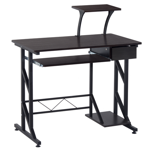 Compact & Stylish Home Office Desk with Sliding Tray, Storage & Stability