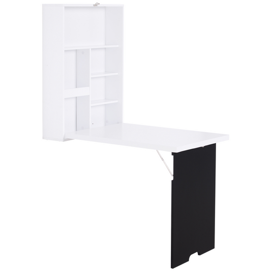 Smart Space Saver: MDF Foldable Wall-Mounted Drop-Leaf Desk with Chalkboard