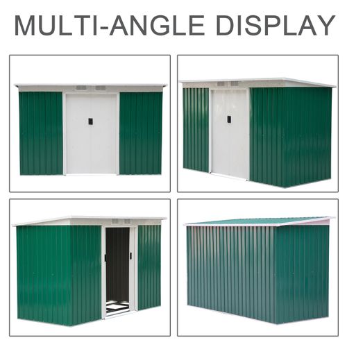 9ft x 4.25ft Garden Metal Storage Shed Equipment Tool Box Ventilation & Doors