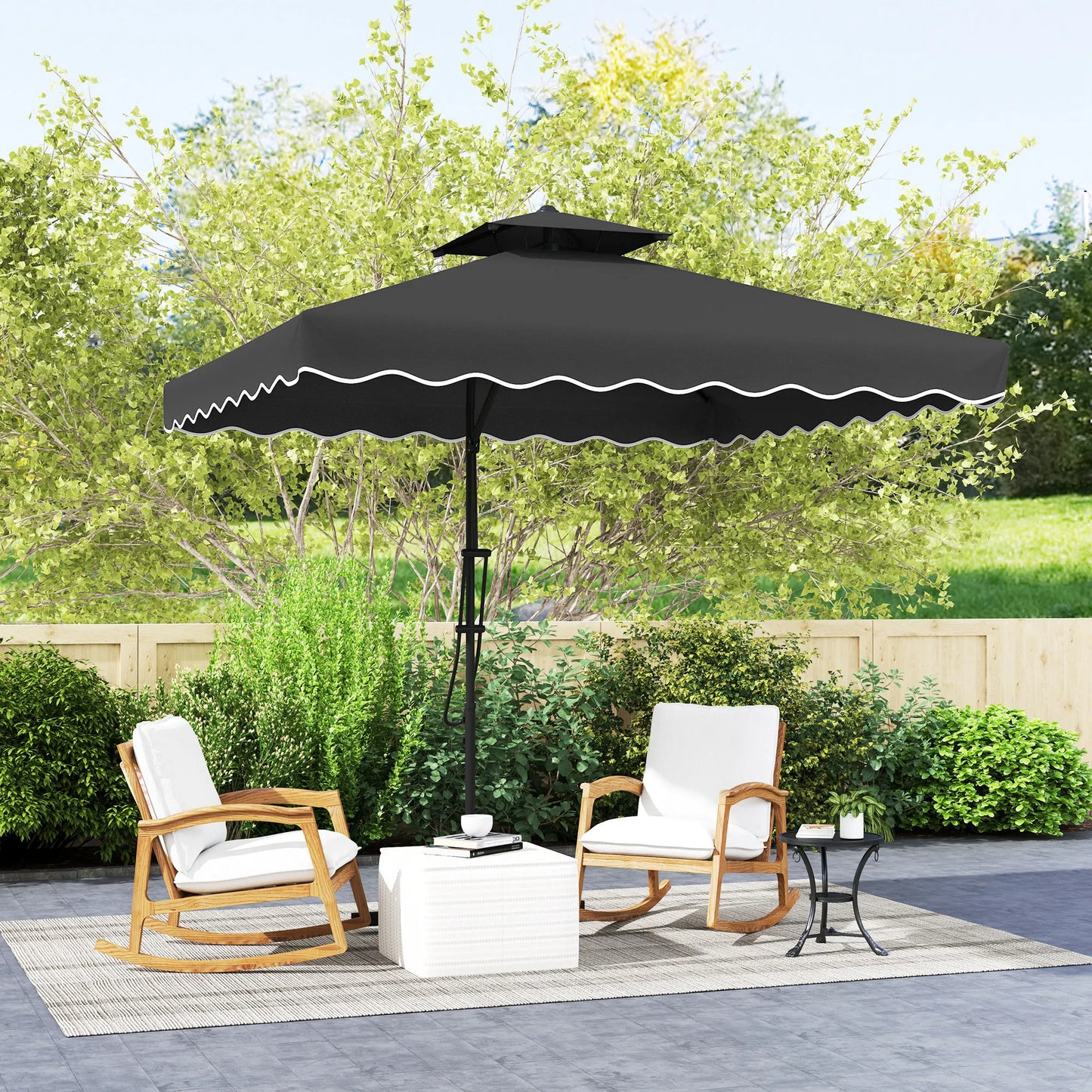 2.5M Cantilever Garden Umbrella with Cross Base in Black