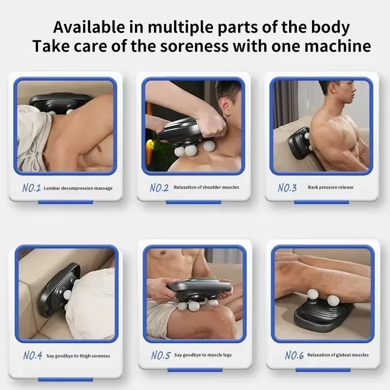 Ultimate 4-Head Wireless Handheld Fascia Massager for Instant Muscle Relief and Dynamic Therapy