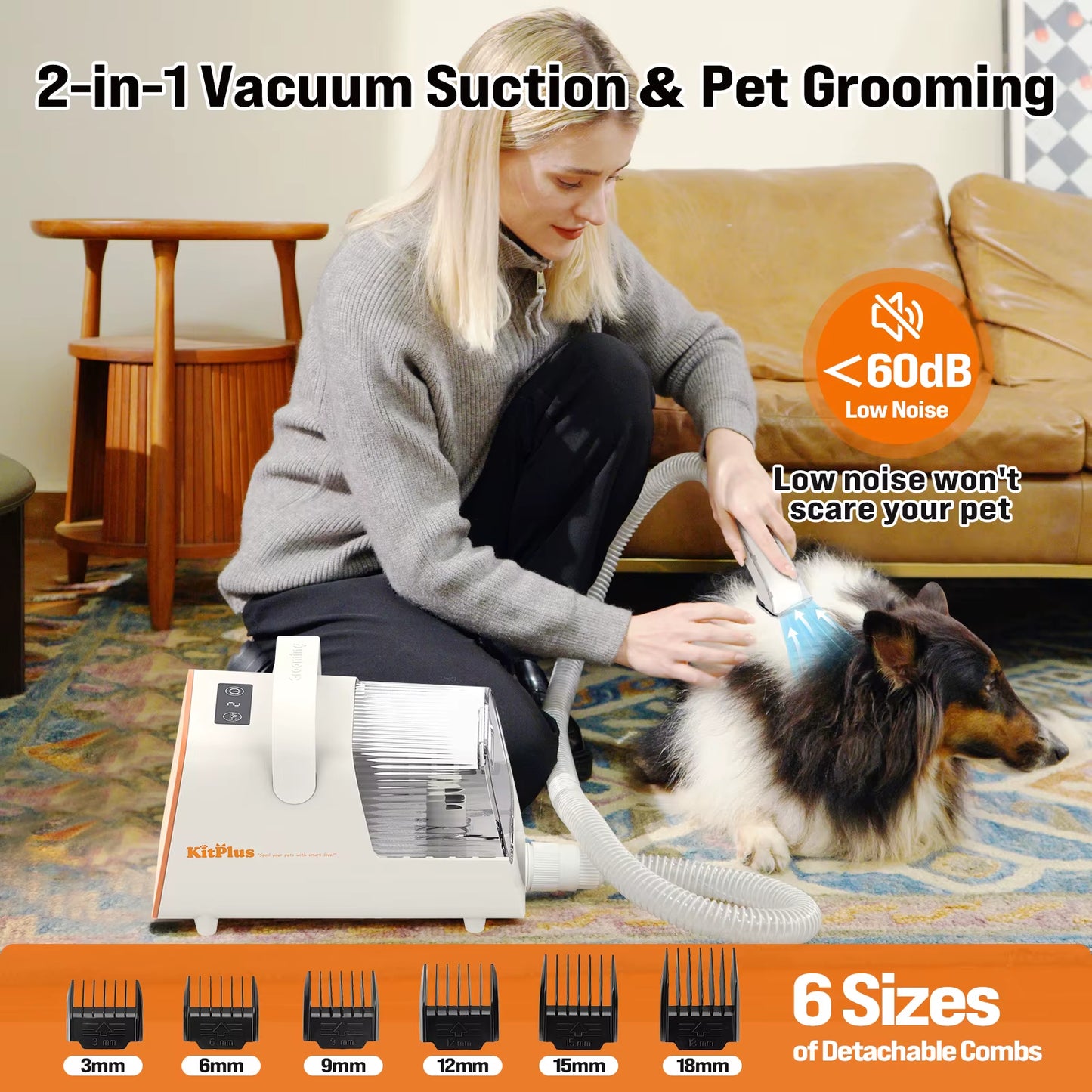 Ultimate Professional Dog Grooming Kit: Rechargeable Trimmer, Powerful 12000Pa Suction, 99% Hair Removal, 2L Vacuum, 11 Essential Tools