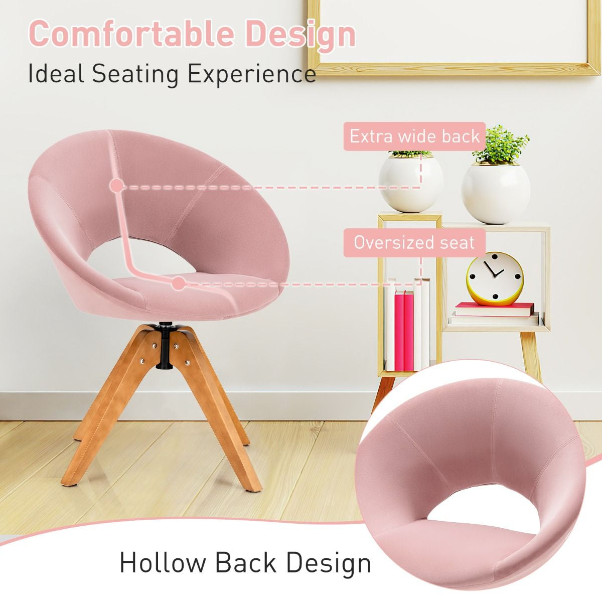 360° Swivel Velvet Accent Chair for Living Room, Bedroom and Office