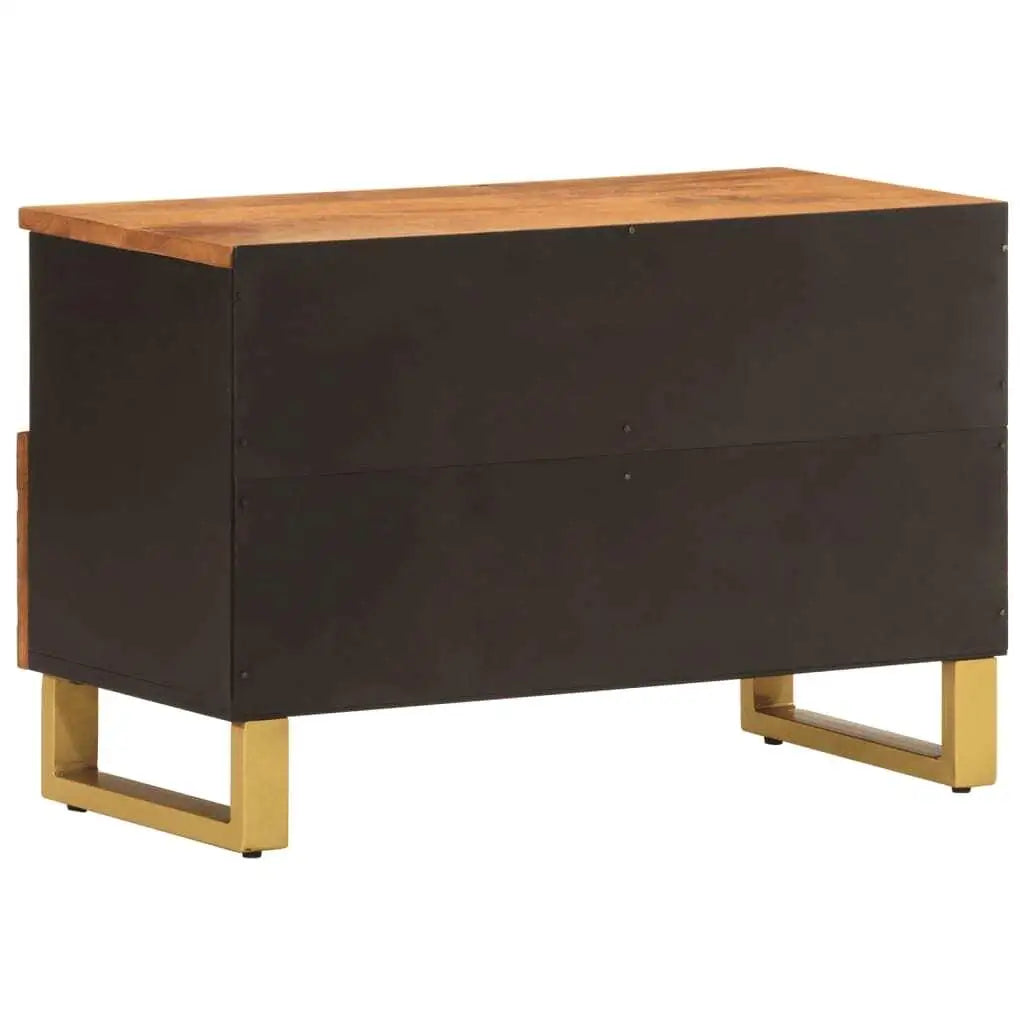 Modern Solid Wood TV Cabinet in Brown & Black - 70X33.5X46 Cm, Durable Mango Design