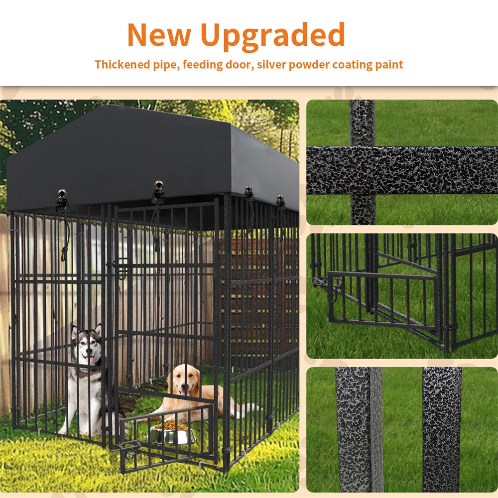 Ultimate Heavy-Duty Large Dog Kennel - Sturdy Welded Metal Playpen with Roof Cover for Indoor & Outdoor Fun