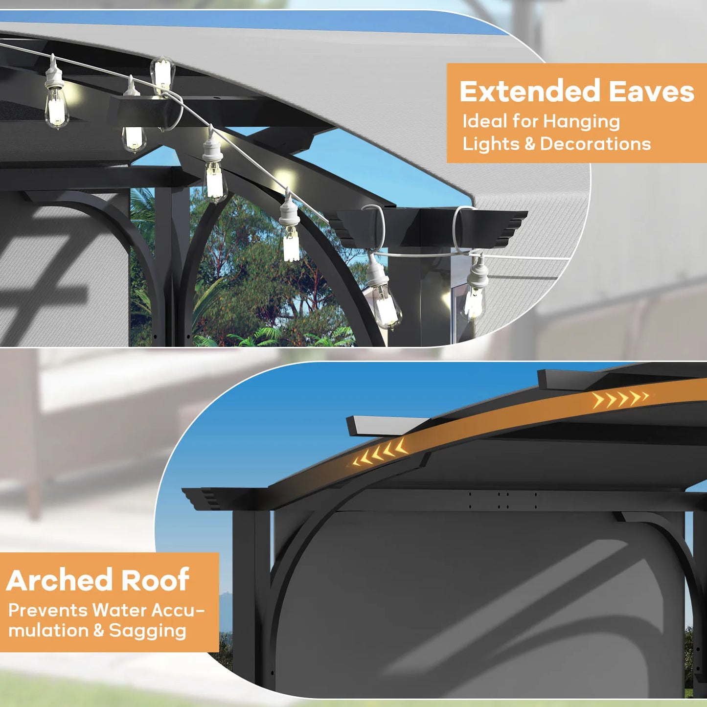Metal Pergola Gazebo with Retractable Roof and Water-Resistant SPF 15 PU Coated Canopy for Outdoor Events and Gatherings