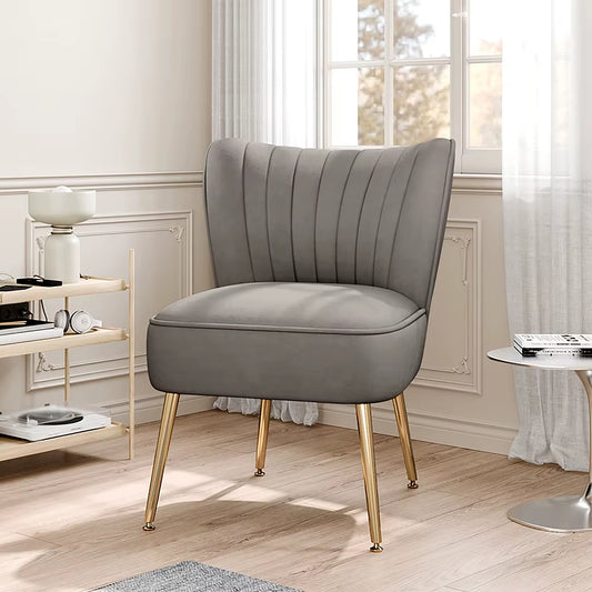 Velvet Cocktail Accent Chair, Grey