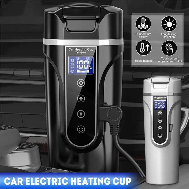 Ultimate Portable Electric Stainless Steel Car Mug with LCD Temperature Display for Perfect Coffee and Tea on the Go