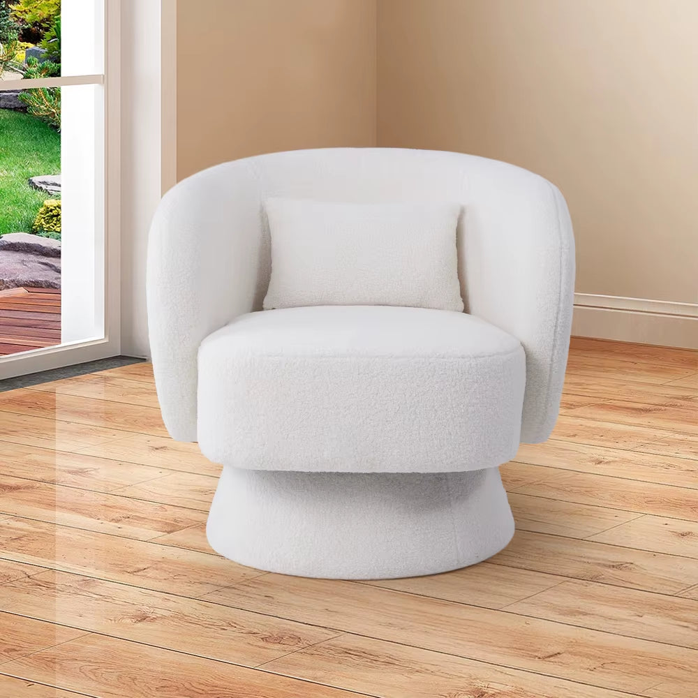 Upholstered Swivel Chair with Pillow for Bedroom Living Room and Makeup Room