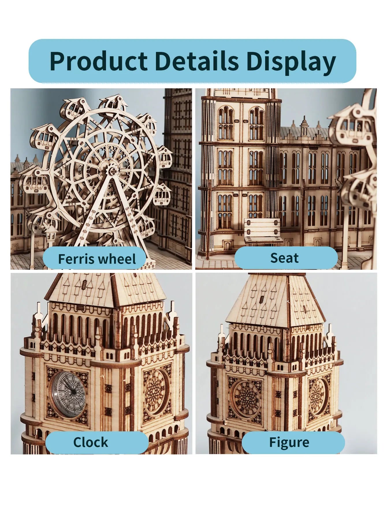 3D Big Ben Wooden Puzzle Clock Kit - Creative DIY Home Decor & Unique Christmas Gift for Family