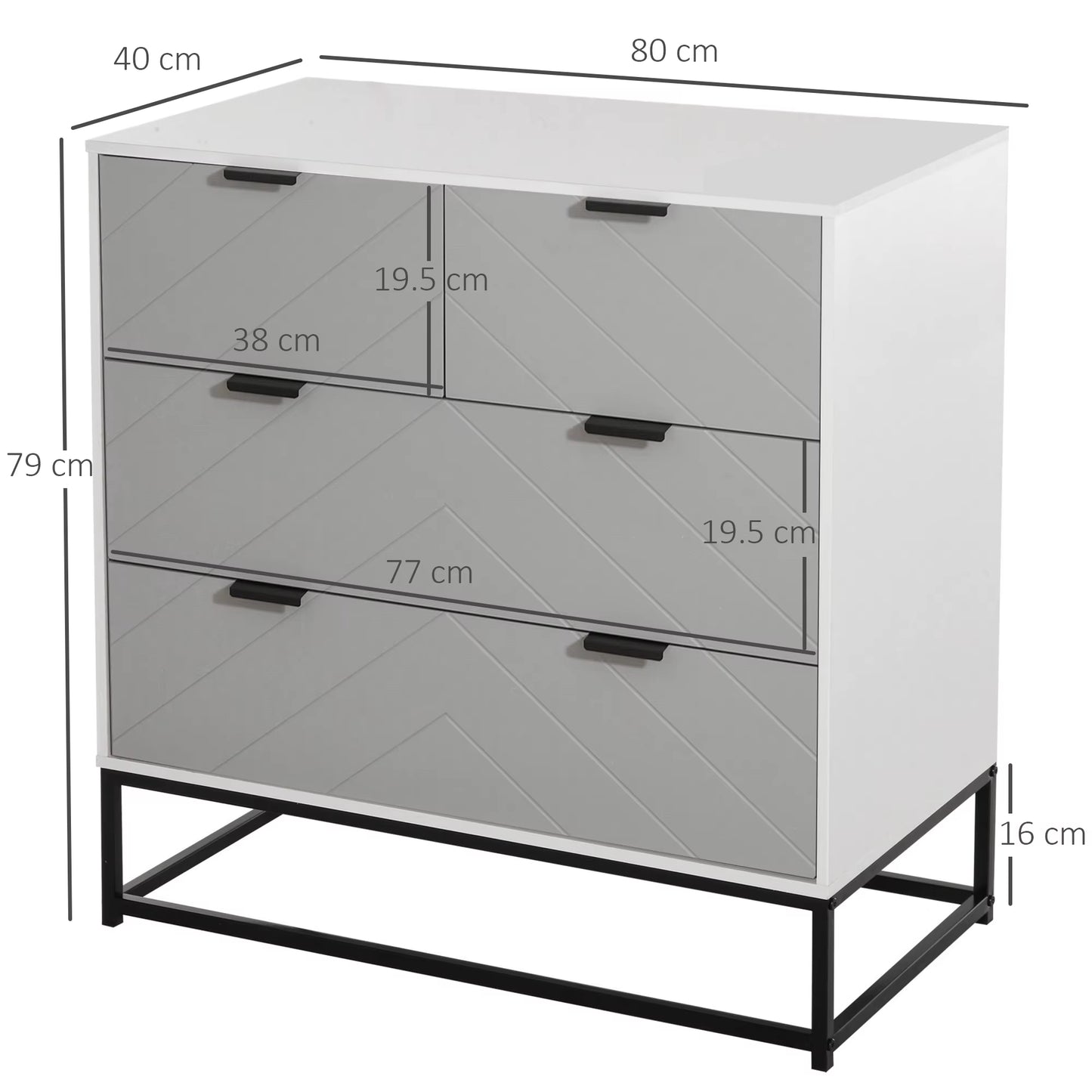 Modern Chest of 4 Drawers Sideboard Dresser for Bedroom Living Room