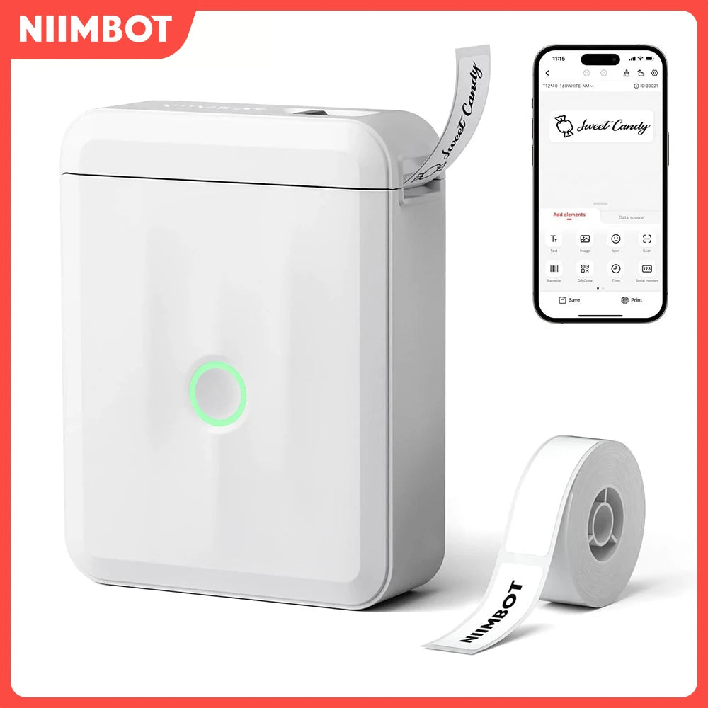 Portable Thermal Label Printer Mini Self-Adhesive Sticker Maker Wireless Bluetooth Printing 