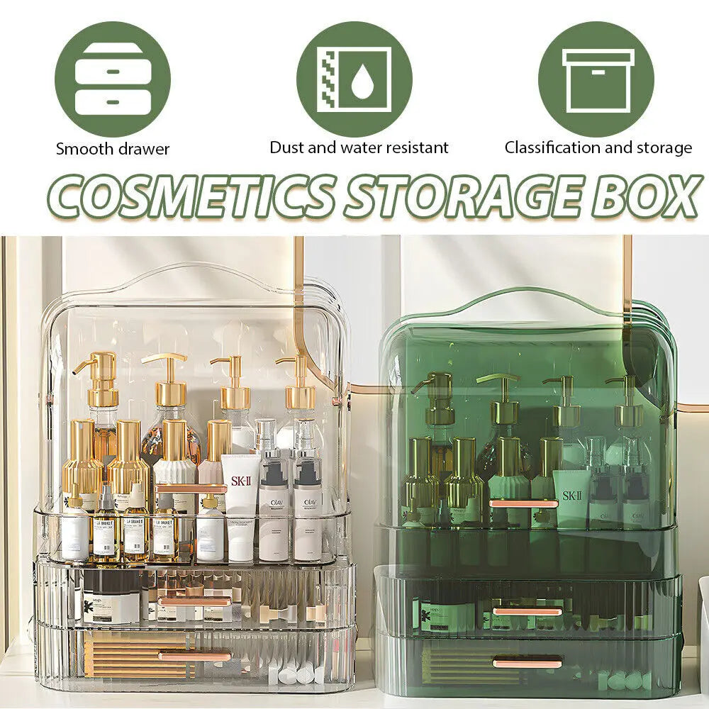 3-Layer Cosmetic Storage Box Large Capacity Transparent Drawer Jewellery Makeup Storage Box 