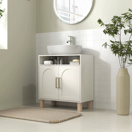 under Sink Bathroom Cabinet for Basin without Pedestal, Cream White