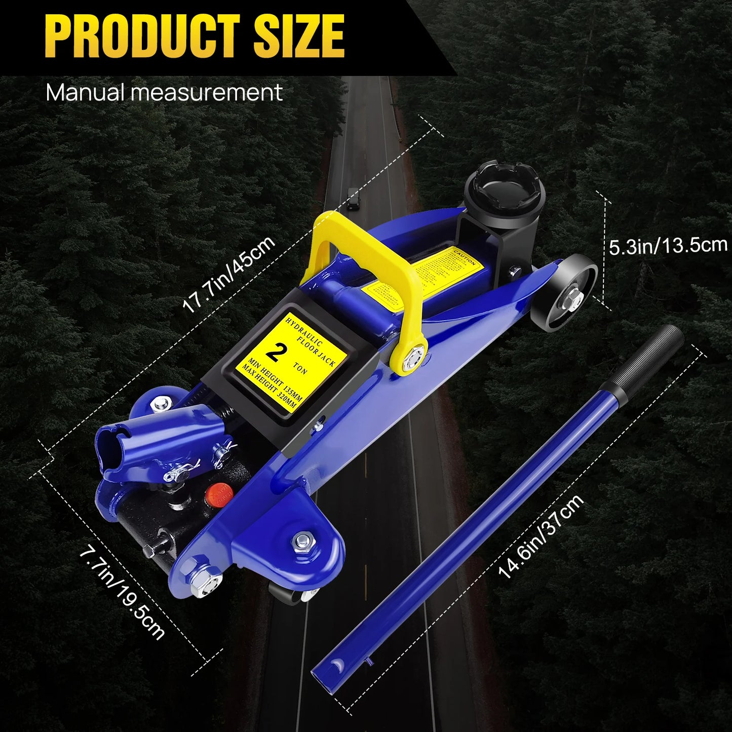 Hydraulic Trolley Floor Jack 2 Ton Portable Heavy Duty Car Lift with Carry Case Steel Handle Profile Tyre Repair Tools
