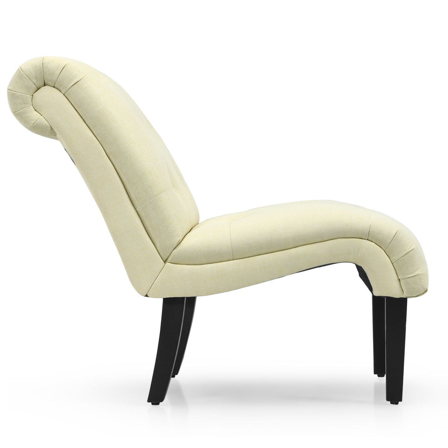 Modern Upholstered Accent Chair with Button Tufted Linen Fabric