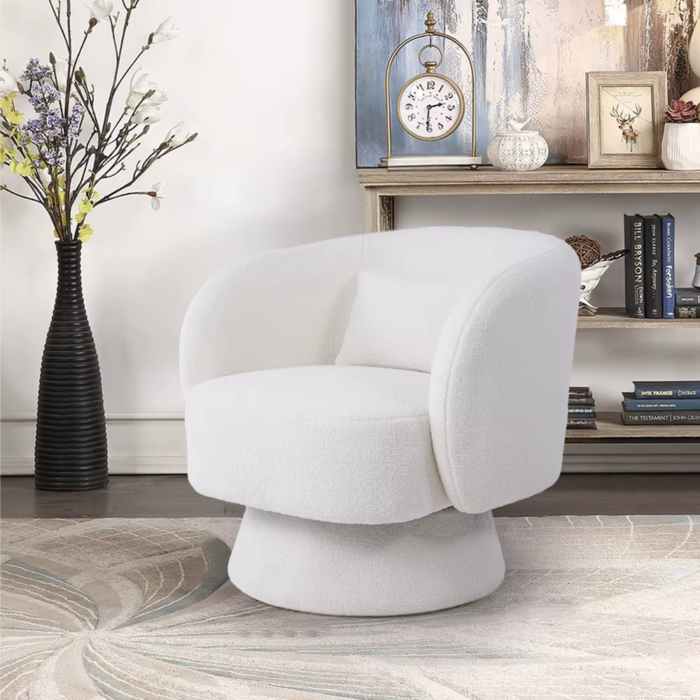 Upholstered Swivel Chair with Pillow for Bedroom Living Room and Makeup Room