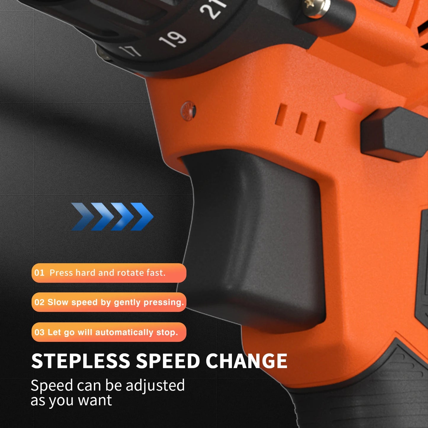 Cordless Drill Driver 21V Battery Drill Set Electric Screwdriver Set, 25+1 Torque Setting, 2 Speed, LED Light for Home