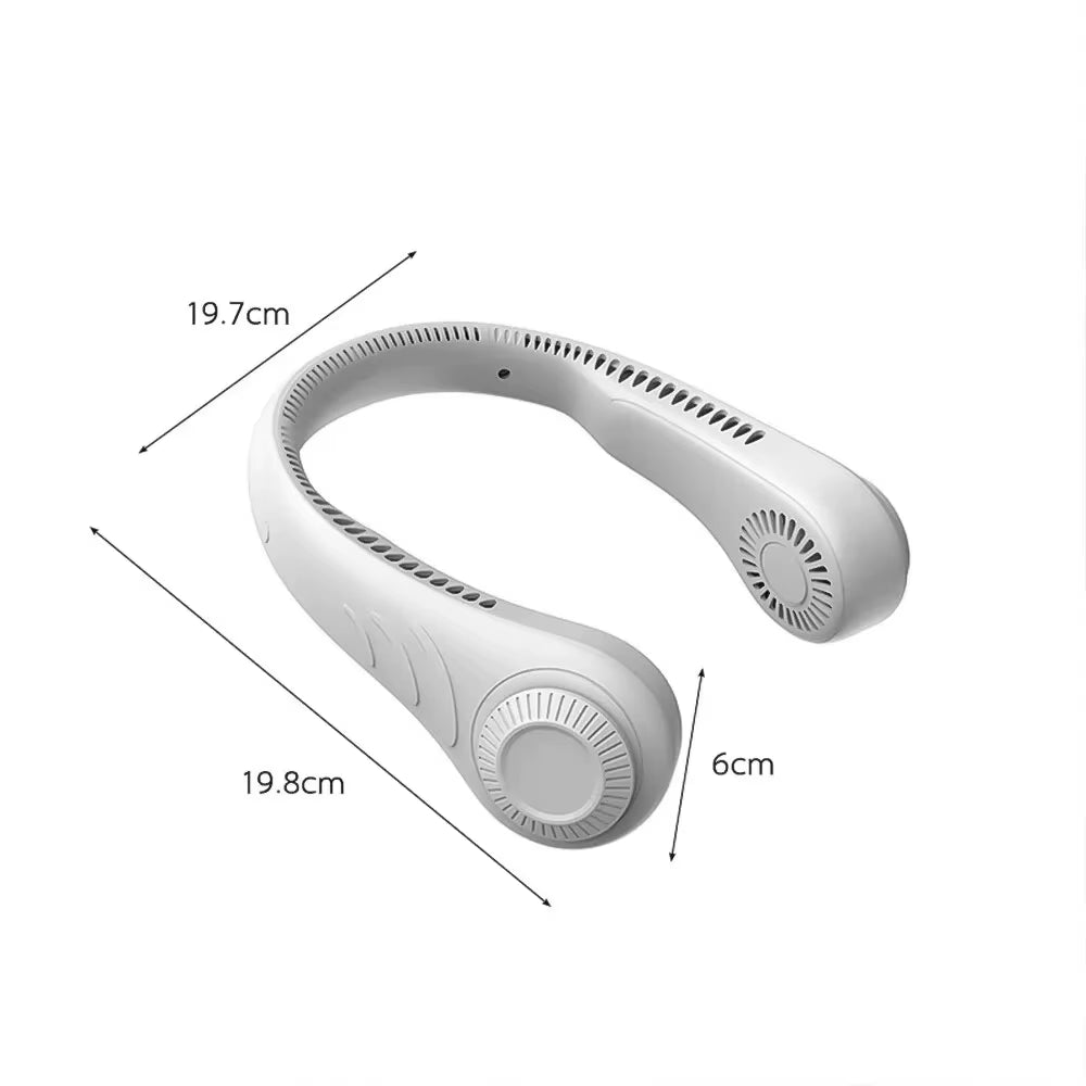 4000Mah Rechargeable USB Neck Fan Neckband Leafless Cooling Cooler Portable