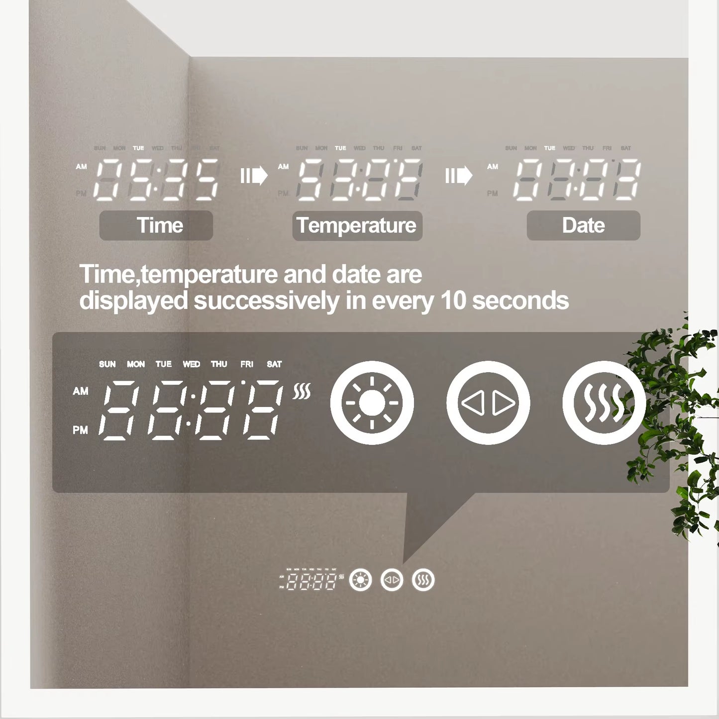 Illuminate Your Space: 36" x 24" Arched Dimmable Backlit Smart LED Bathroom Mirror with Anti-Fog, Time & Temperature Display, and CRI 95