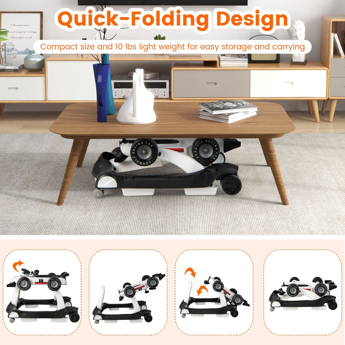Versatile 4-In-1 Baby Push Walker - Adjustable Height & Speed for Growing Toddlers