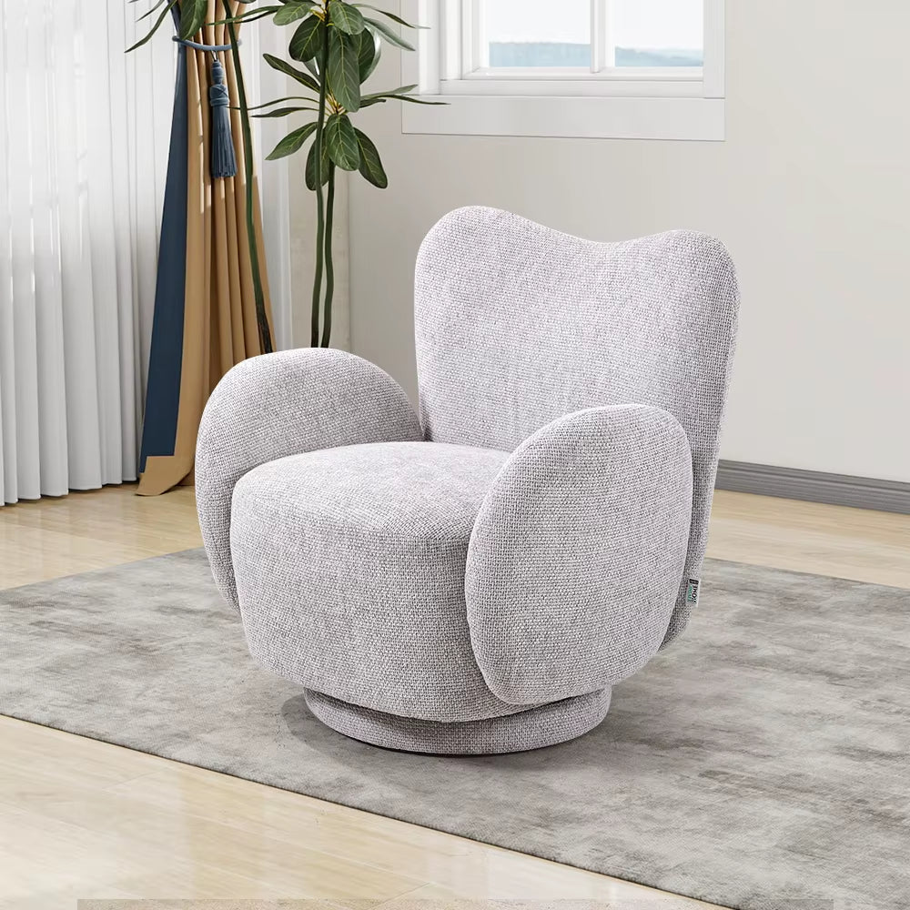360° Upholstered Chenille Swivel Chair for Bedroom Living Room and Makeup Room