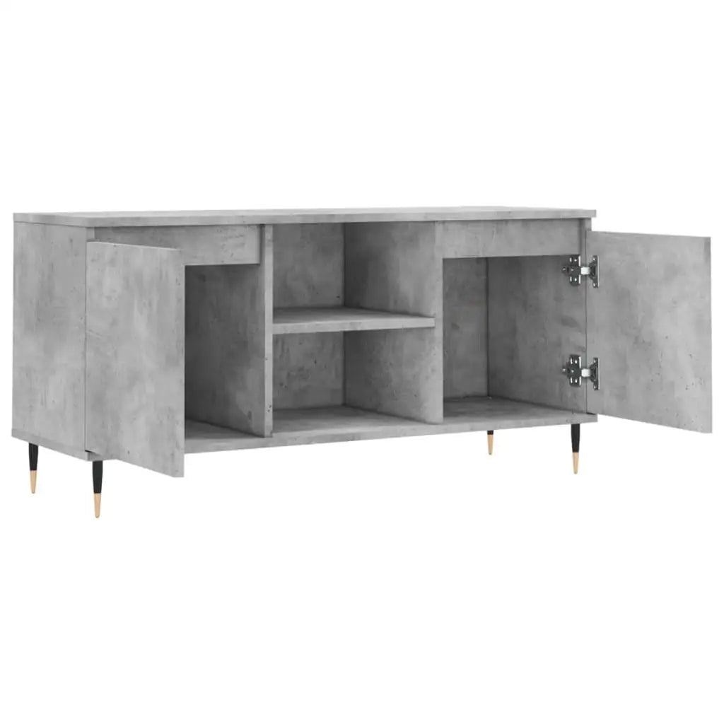 Modern Concrete Grey TV Cabinet 104X35X50 Cm - Stylish Engineered Wood Storage Solution