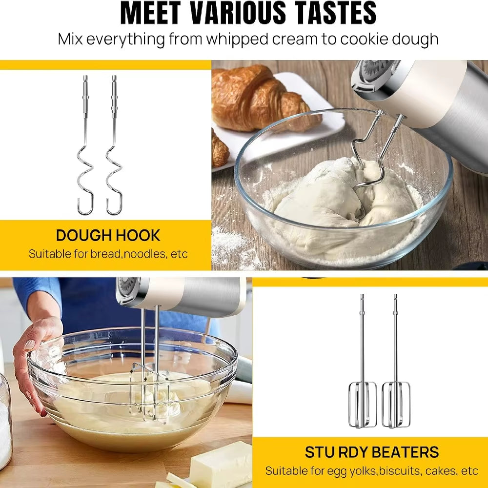 Powerful 2000W Electric Hand Mixer with Turbo Boost, 5 Speed Settings & Eject Button - Perfect for Whipping Dough, Cream, and Eggs!