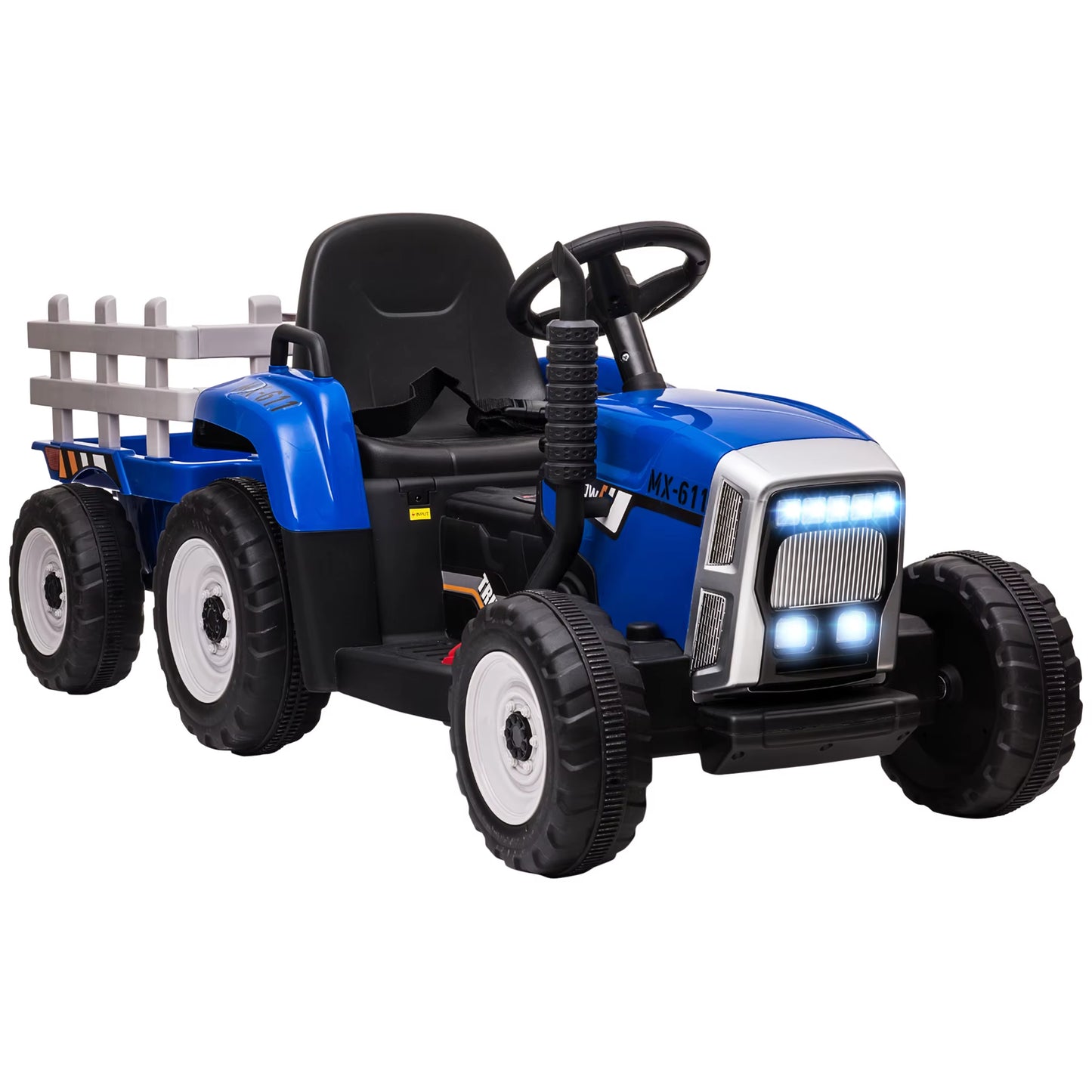 HOMCOM Ride on Tractor with Detachable Trailer, Remote Control, Music