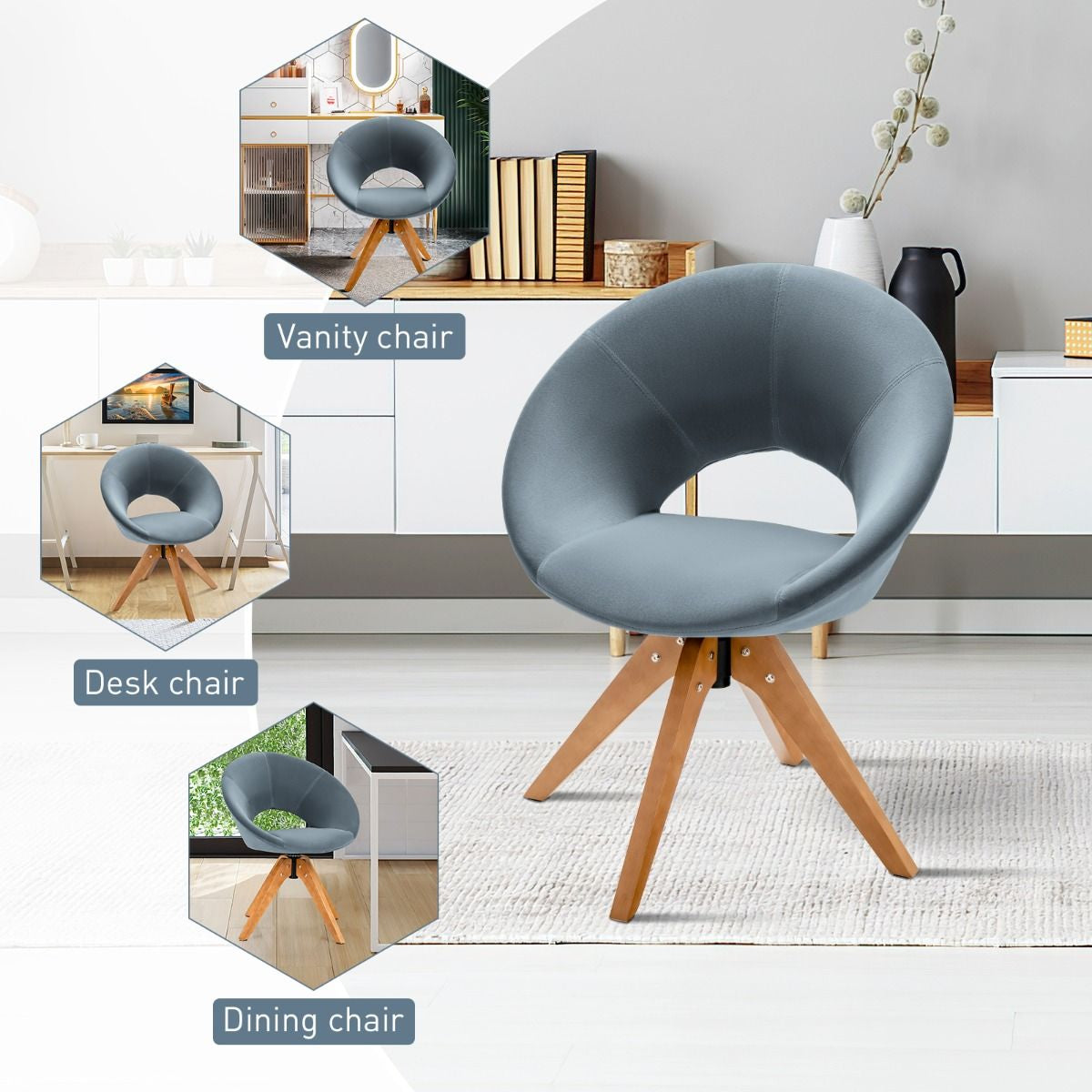360° Swivel Velvet Accent Chair for Living Room, Bedroom and Office