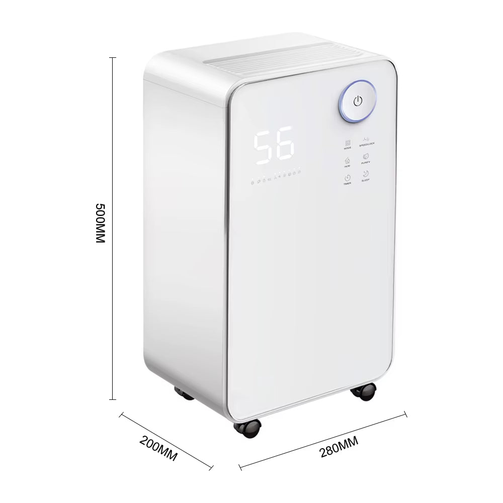 White 16L Low Noise Dehumidifier with Wheels and Wifi