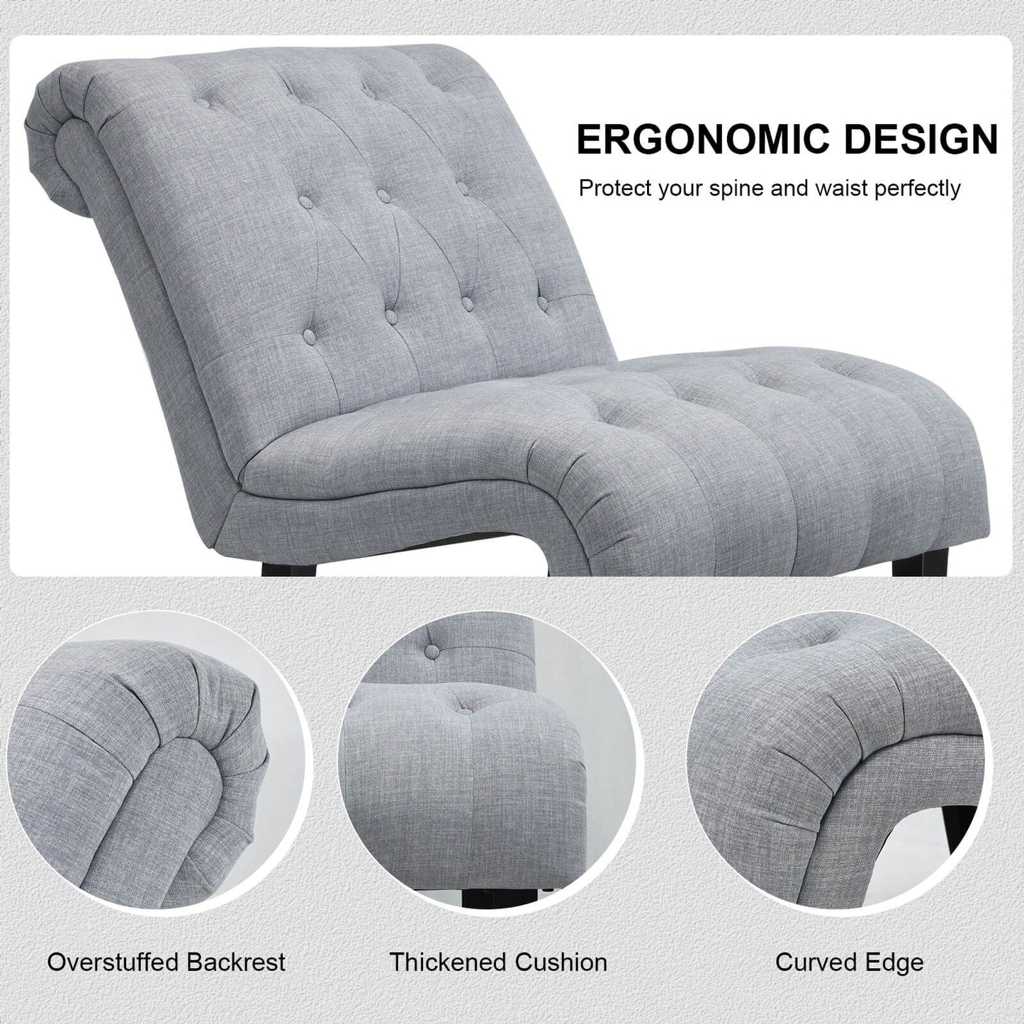 Modern Upholstered Accent Chair with Button Tufted Linen Fabric