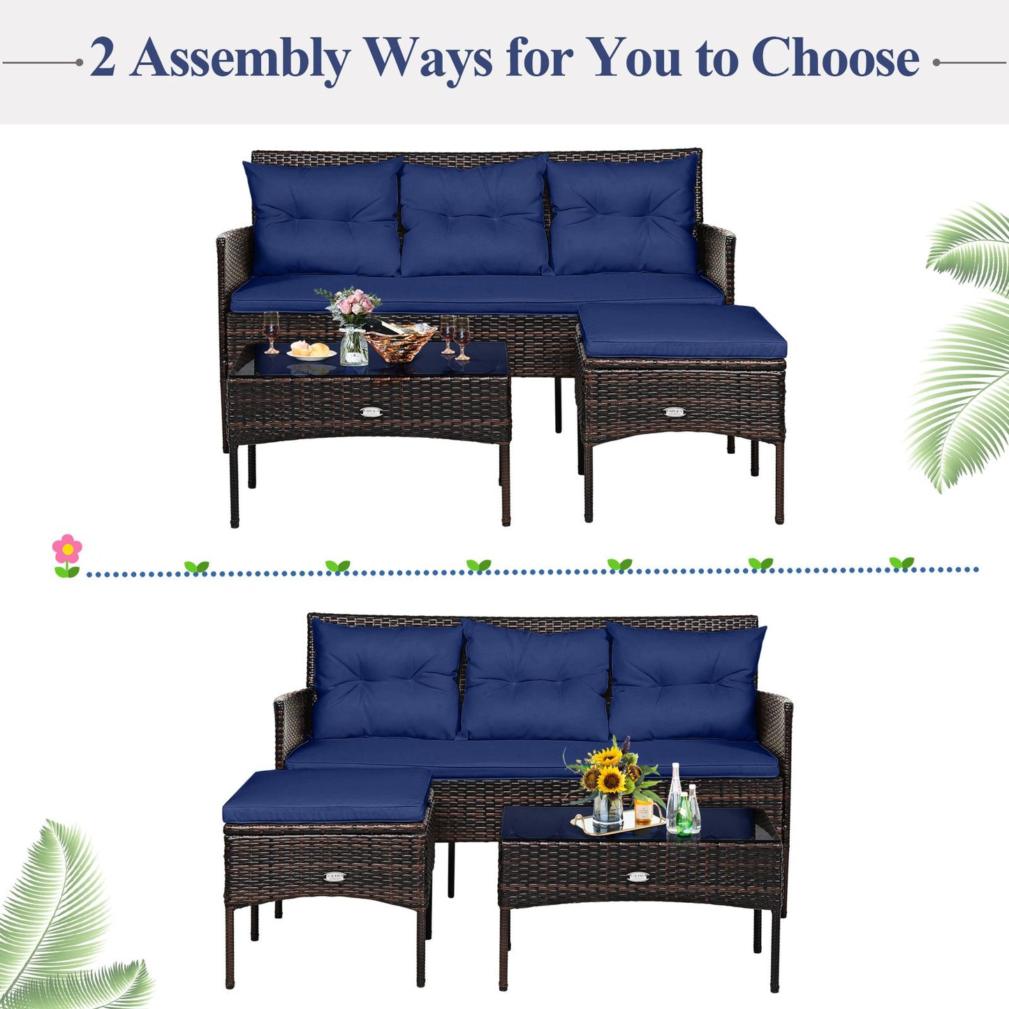 4 Seater Rattan Garden Furniture Set with Cushioned Sofa