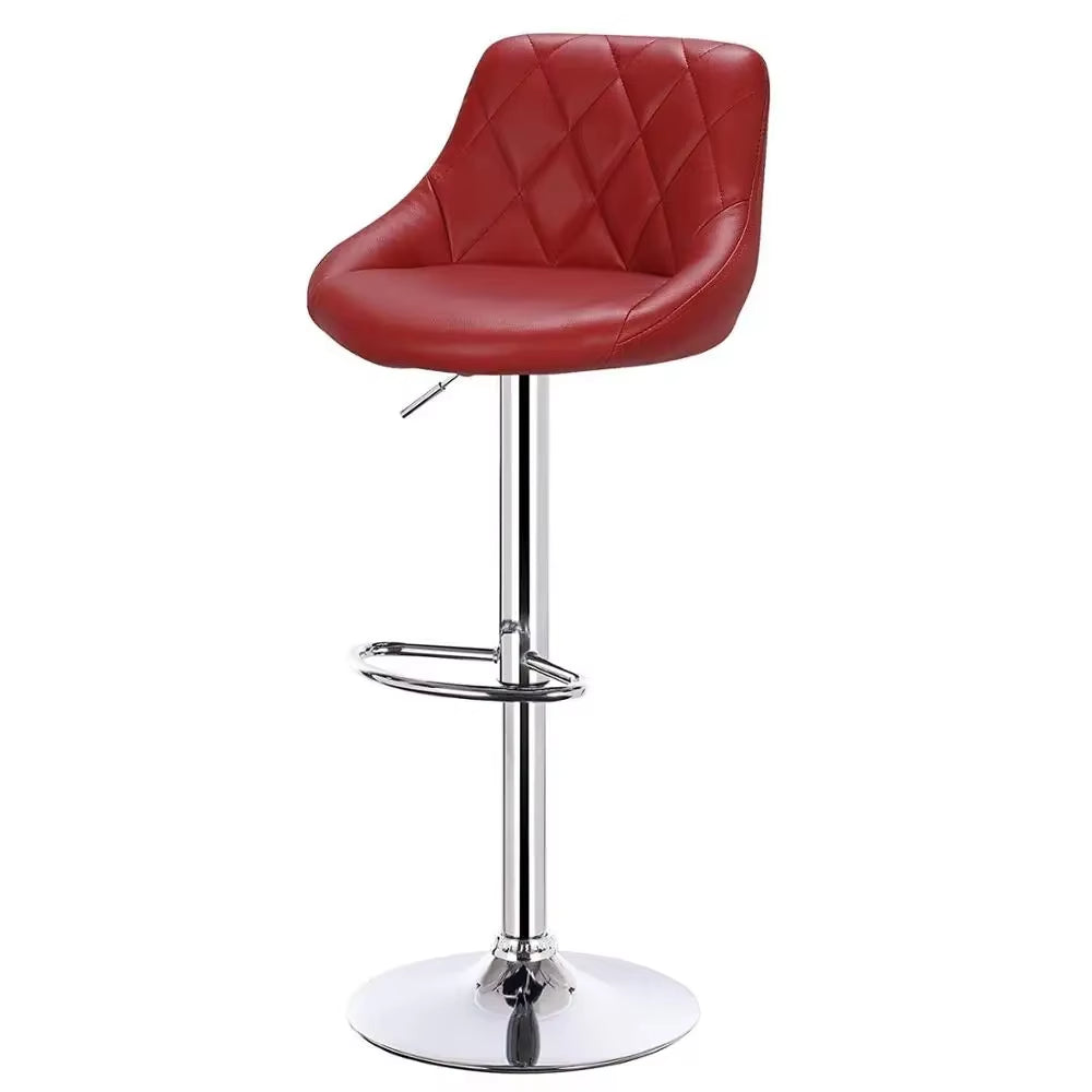 1PC Height-Adjustable Swivel Bar Chair Leather/Velvet Rotating Bar Stool Lifting High Stool with Footrest for Pub Home