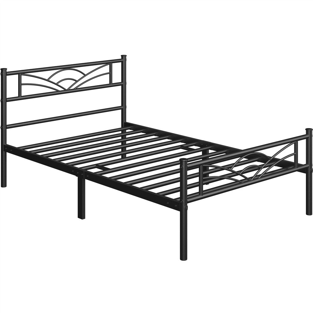 Single Metal Platform Bed Frame, Mattress Foundation with Cloud-inspired Design Headboard Easy Assembly