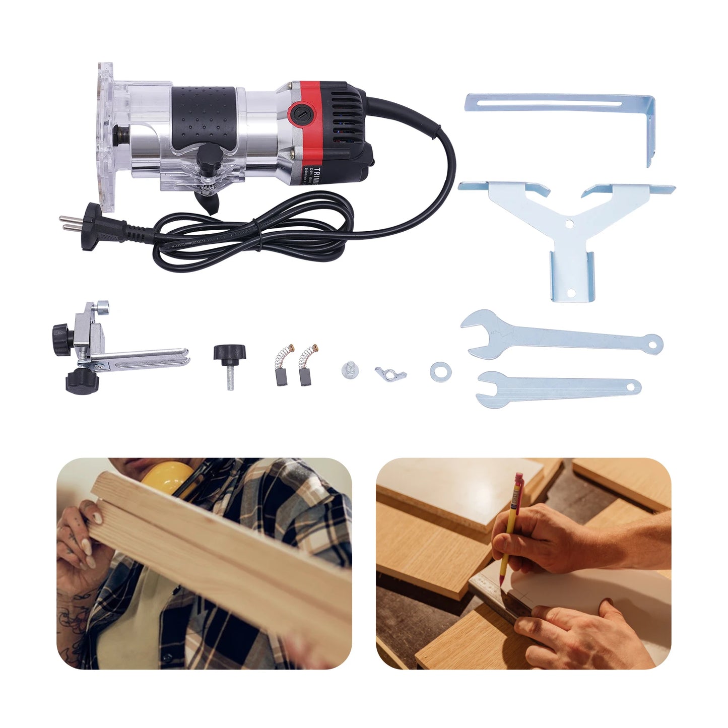 Powerful 800W Electric Hand Trimmer - Perfect for Wood Trimming, Grooving, and Drilling!