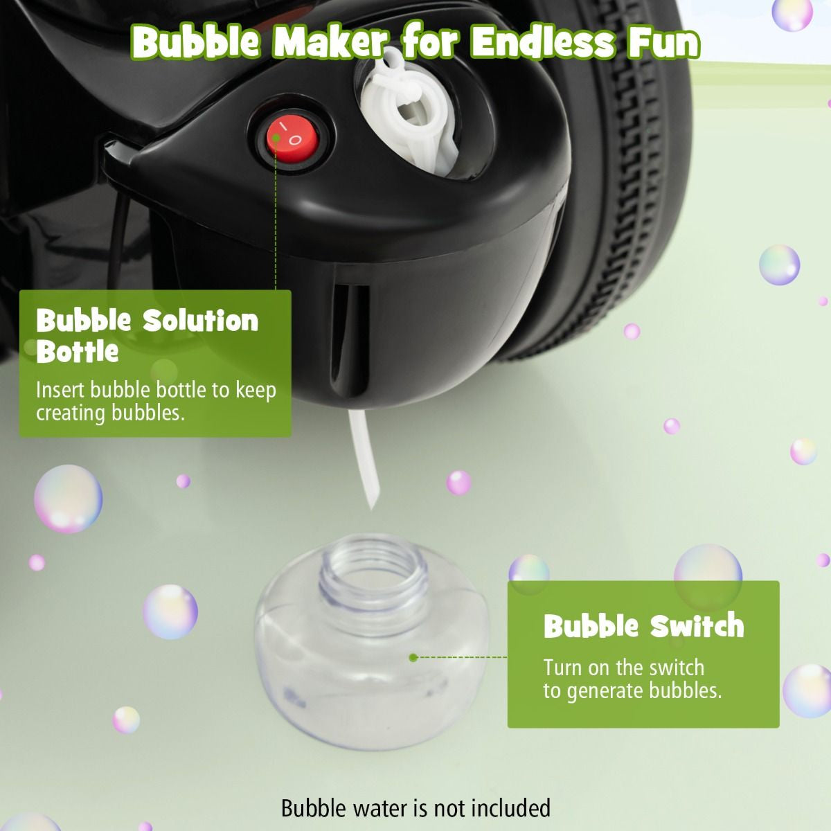 6V Electric Kid Ride on Motorcycle with Bubble Maker