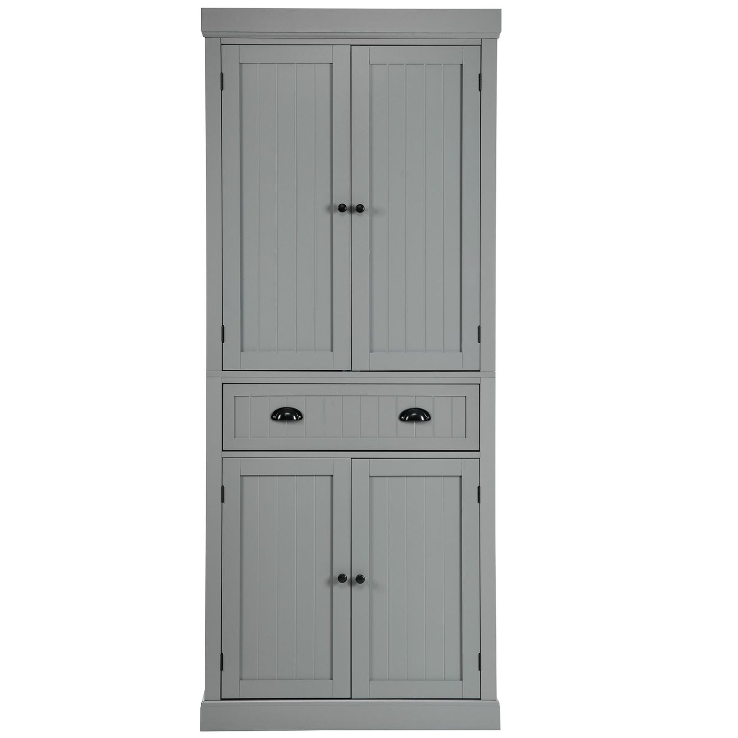 4-Door Tall Kitchen Cupboard Adjustable Shelves and Drawer